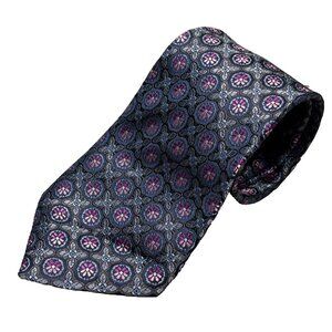 Haines & Bonner of London Tie 100% Silk Purple Woven Pattern 3.5"